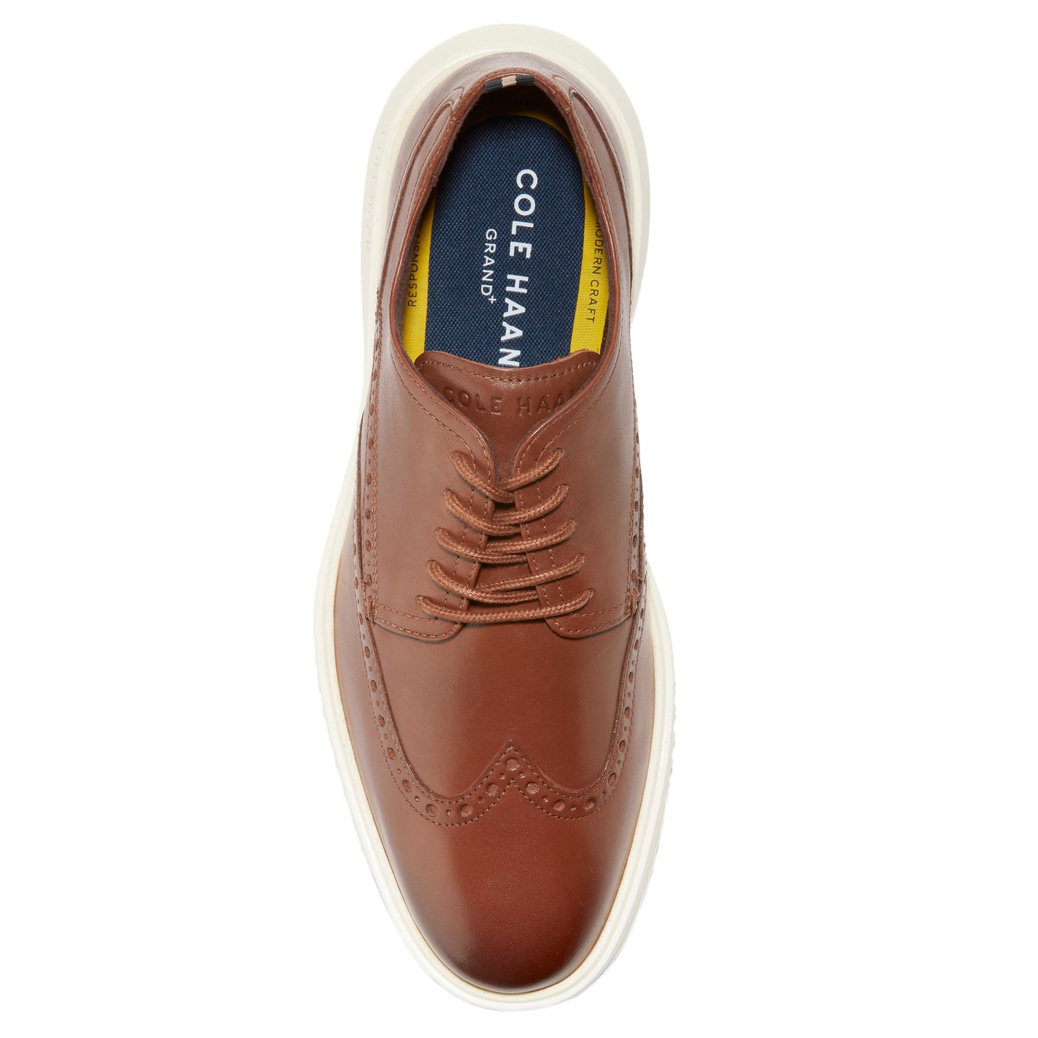 Peltz Shoes  Men's Cole Haan Grand+ Wingtip Oxford British Tan C36939