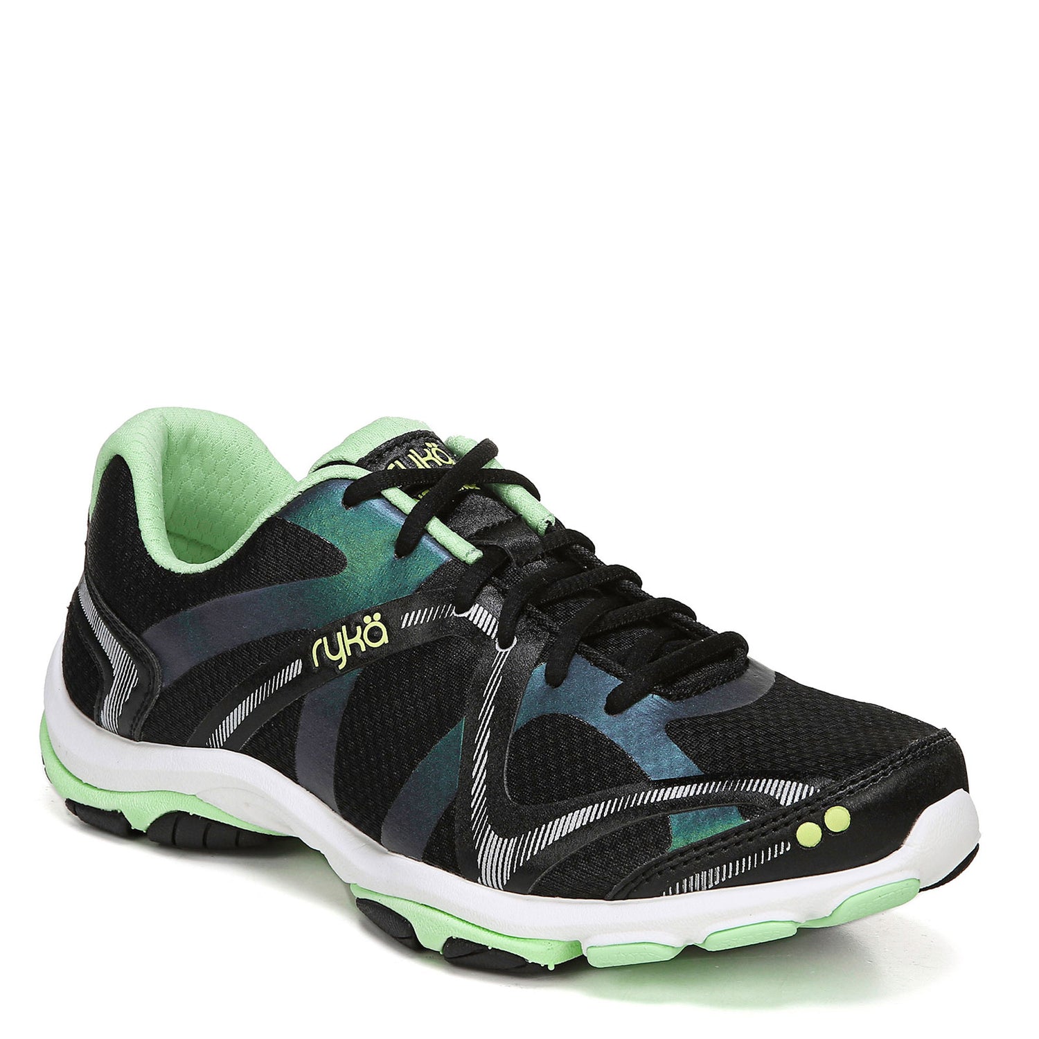 Peltz Shoes  Women's Ryka Influence Training Shoe BLACK GREEN C8198M4007
