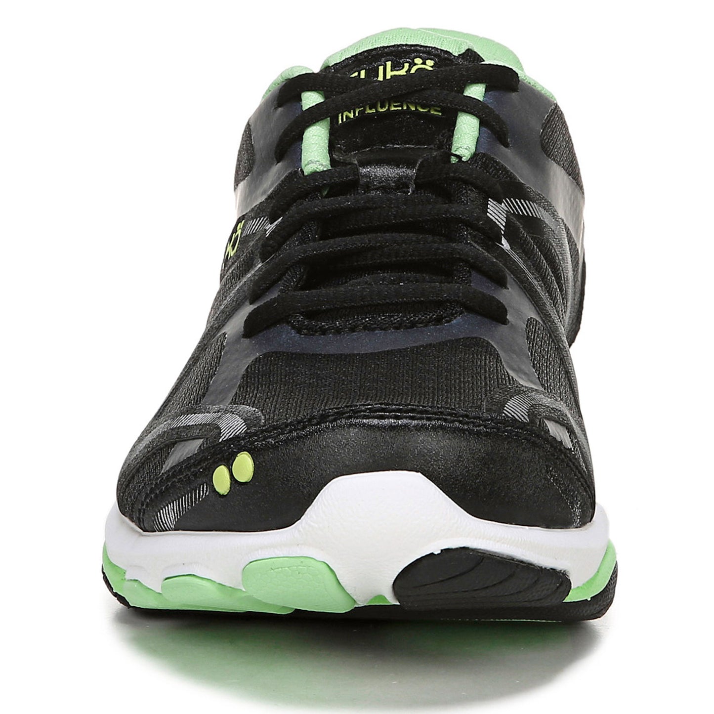 Peltz Shoes  Women's Ryka Influence Training Shoe BLACK GREEN C8198M4007