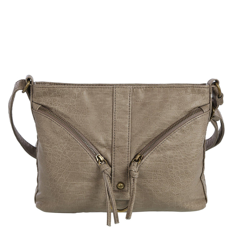 Women's Bueno of California, Curved Pockets Waxy Croc Crossbody