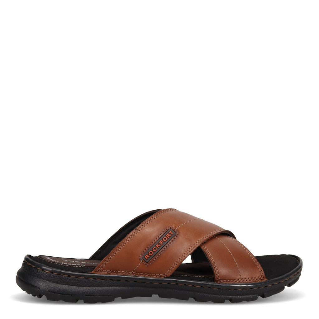 Men's Rockport Darwyn Cross Band Slide Sandal COACH BROWN LEATHER CH1925