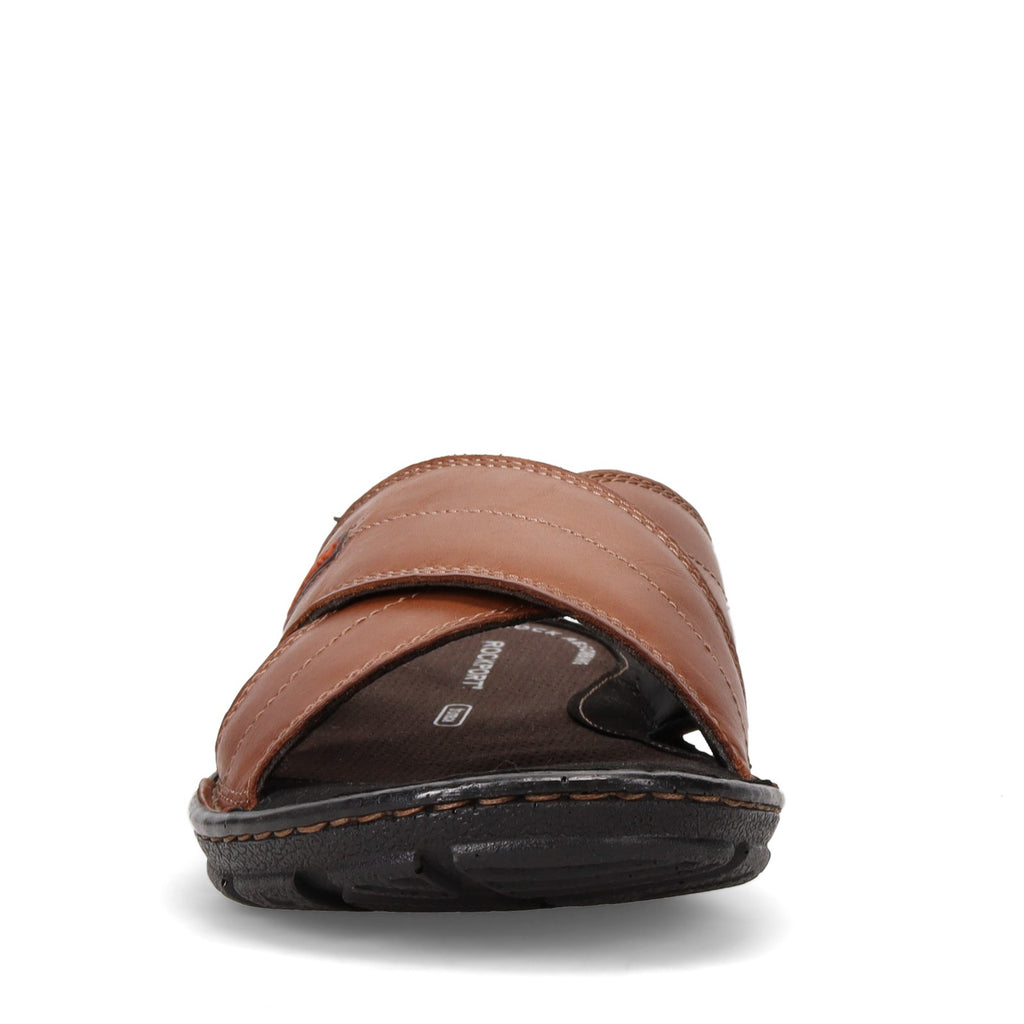 Men's Rockport Darwyn Cross Band Slide Sandal COACH BROWN LEATHER CH1925