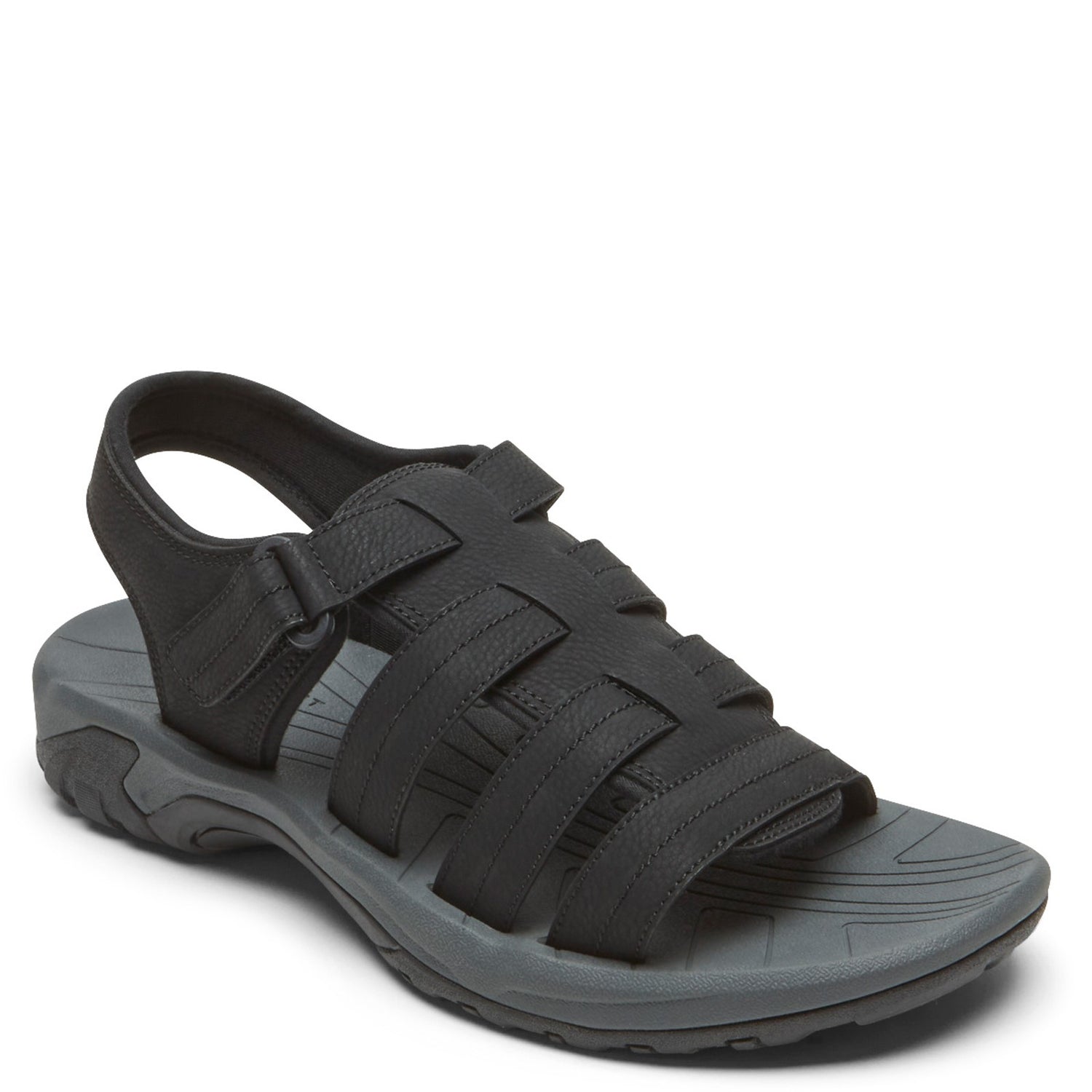 Peltz Shoes  Men's Rockport Byron Fisherman Sandal BLACK CI8913