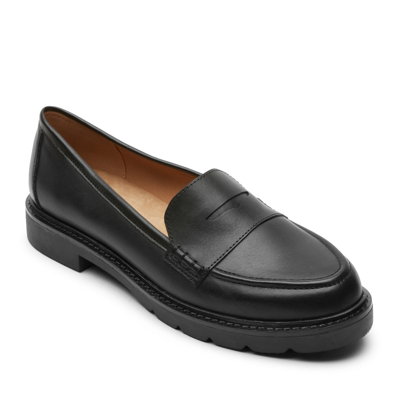 Peltz Shoes  Women's Rockport Kacey Penny Loafer BLACK LEATHER CI9253