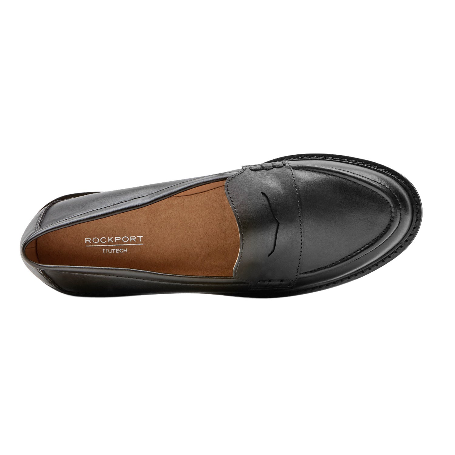 Peltz Shoes  Women's Rockport Kacey Penny Loafer BLACK LEATHER CI9253