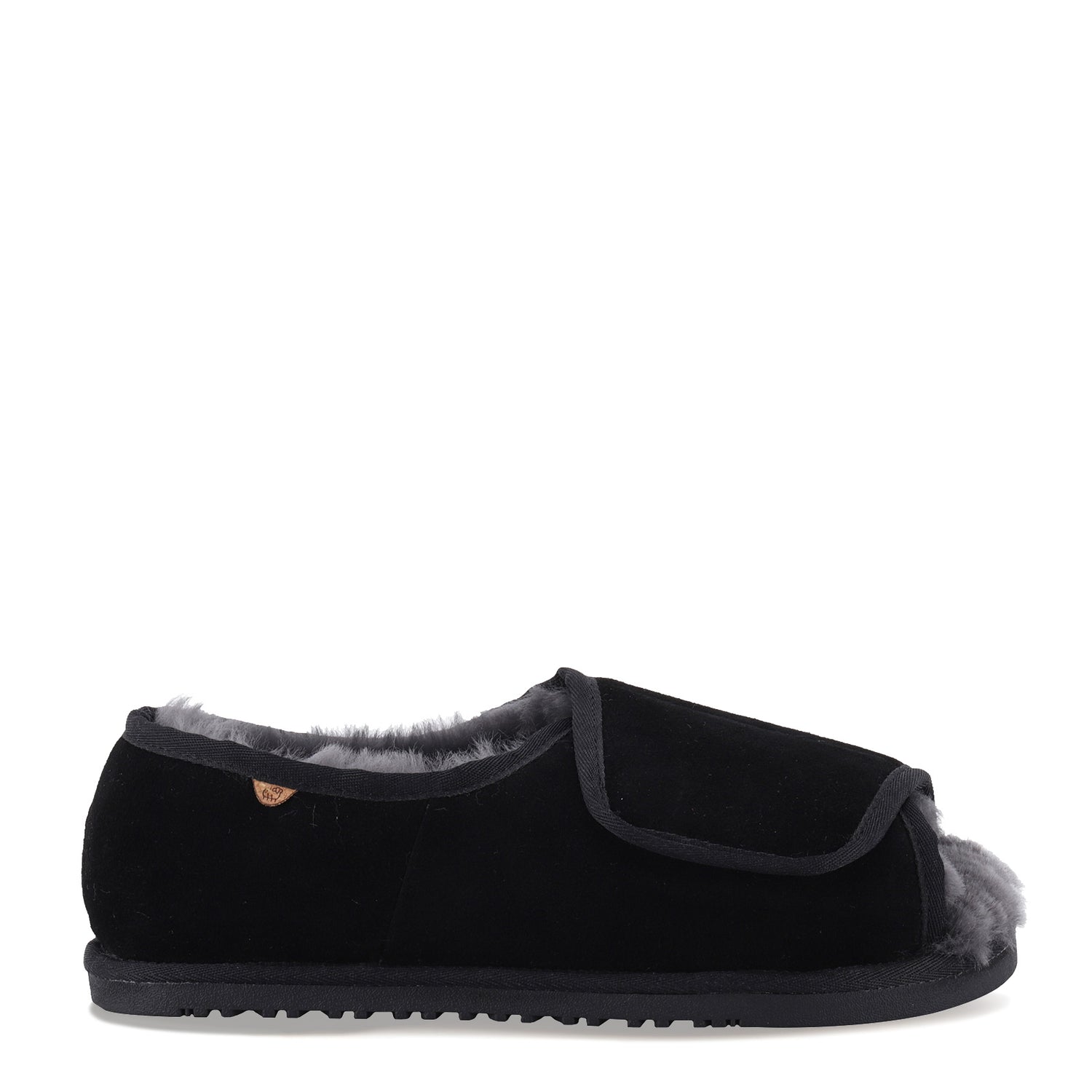 Peltz Shoes  Men's Lamo APMA Open Toe Wrap Slipper - Wide Width BLACK CM2337WD-BLK