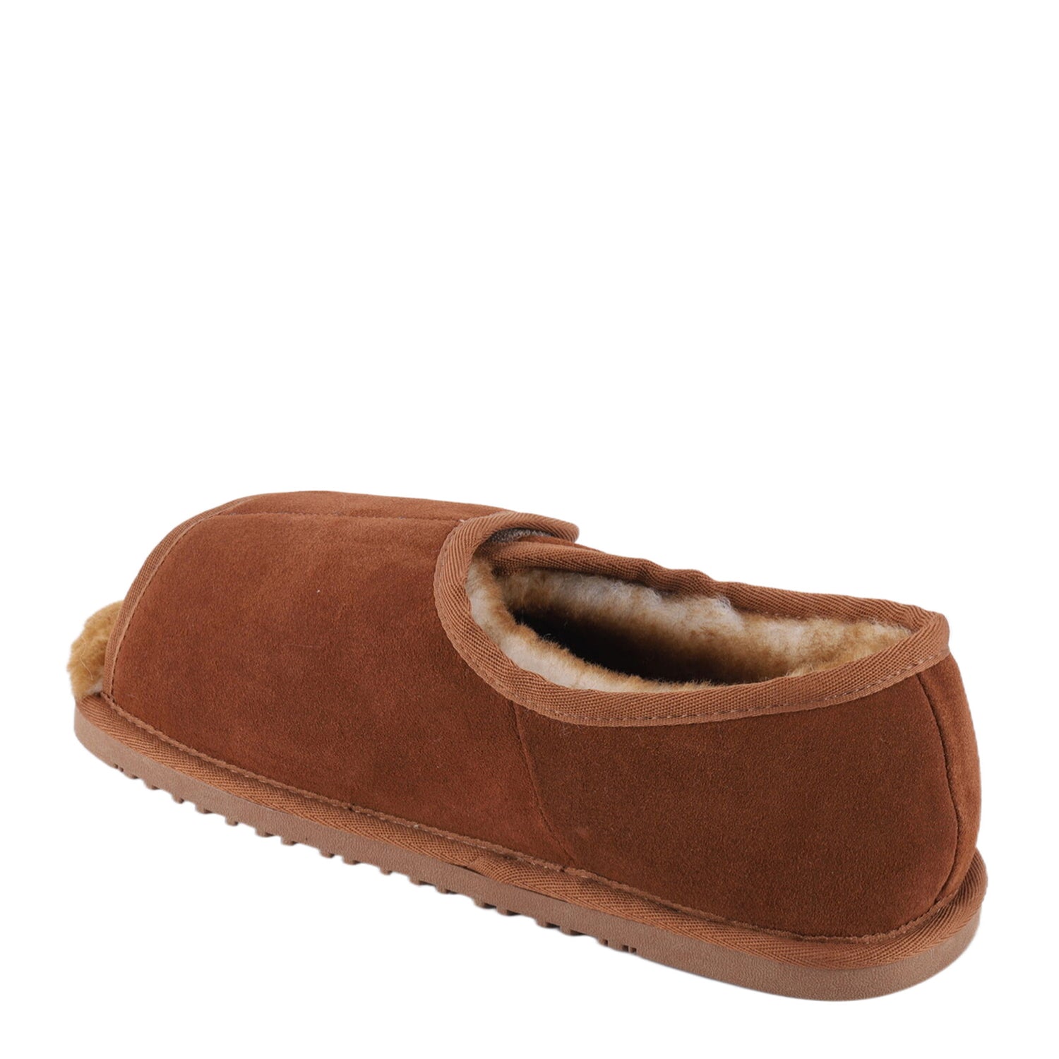 Peltz Shoes  Men's Lamo APMA Open Toe Wrap Slipper - Wide Width CHESTNUT CM2337WD-CNT