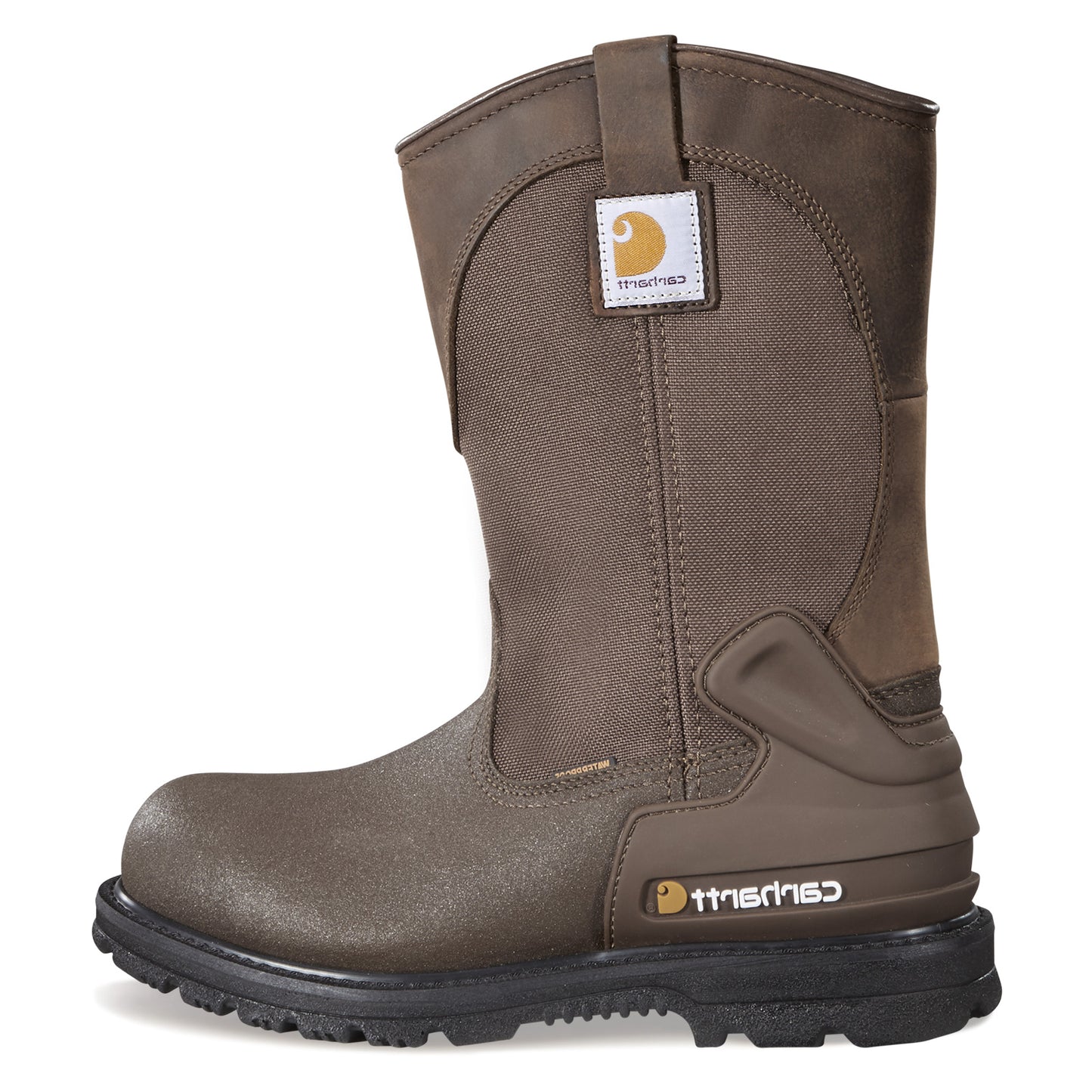 Peltz Shoes  Men's Carhartt Heritage WP 11in Steel Toe Wellington Boot DARK BROWN CMP1270