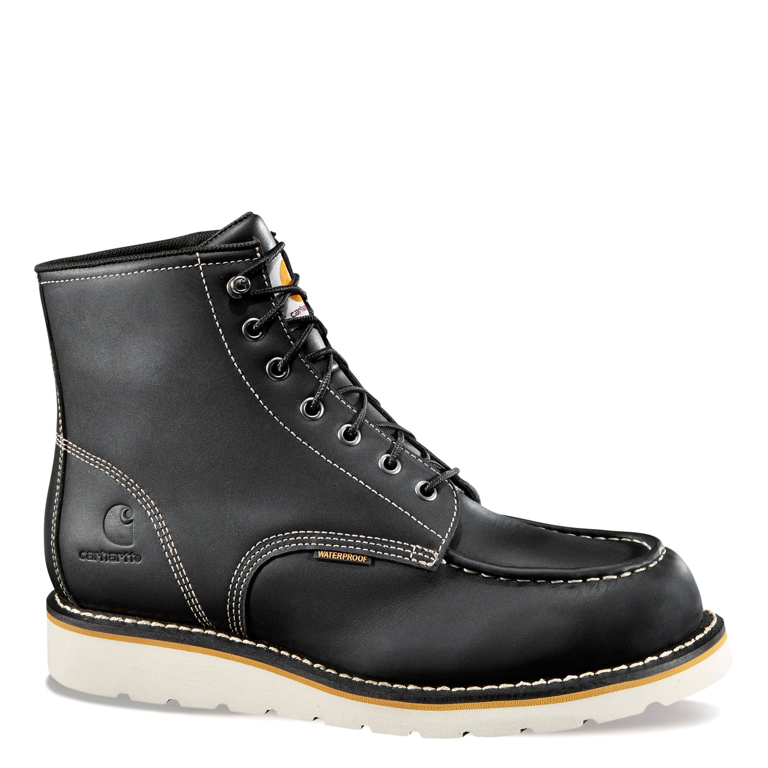 Peltz Shoes  Men's Carhartt 6 Inch Waterproof Moc Toe Wedge Work Boot BLACK CMW6191