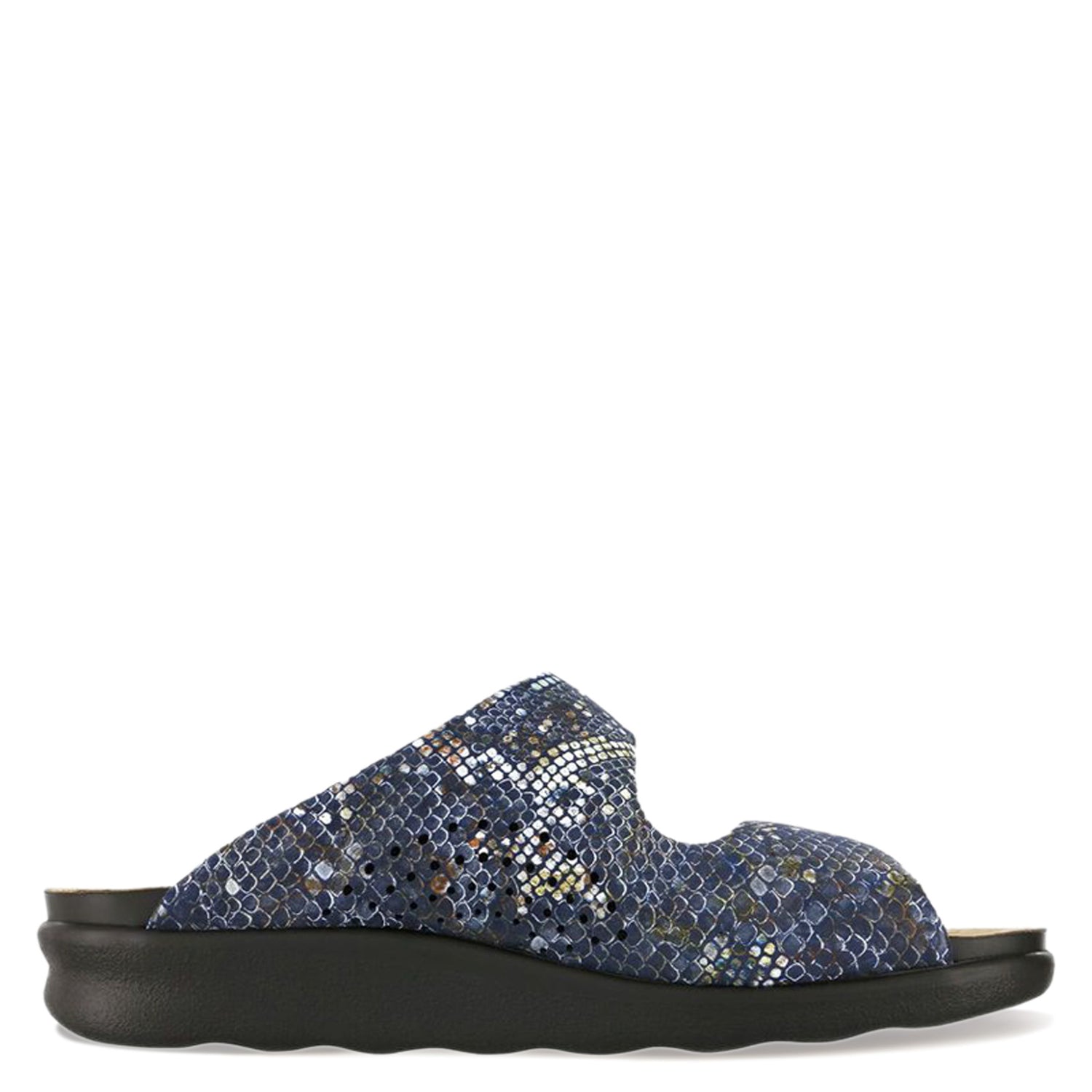 Peltz Shoes  Women's SAS Cozy Sandal NAVY SNAKE COZY MULTI NAV