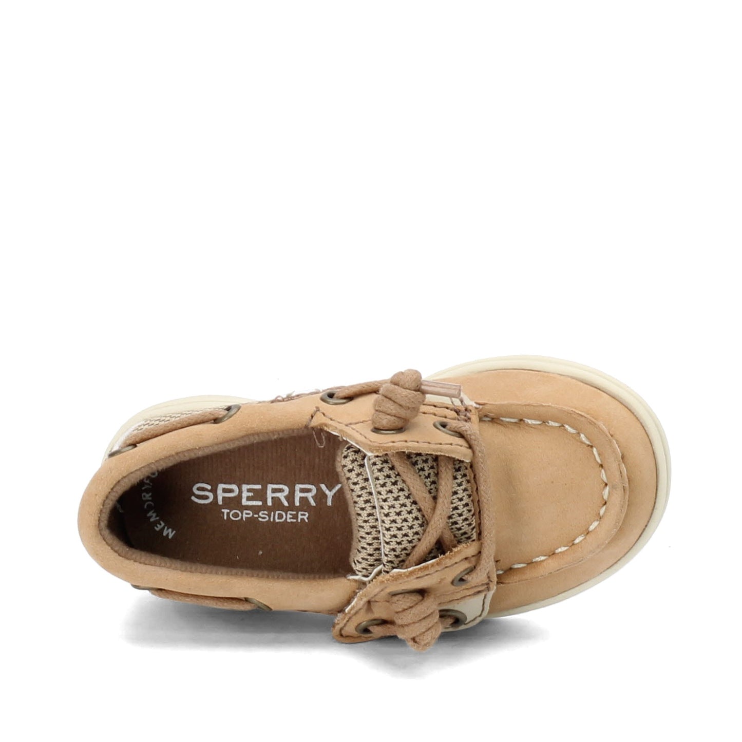 Peltz Shoes  Girl's Sperry Kids Shoresider Jr Boat Shoe - Toddler & Little Kid LINEN CG58039A