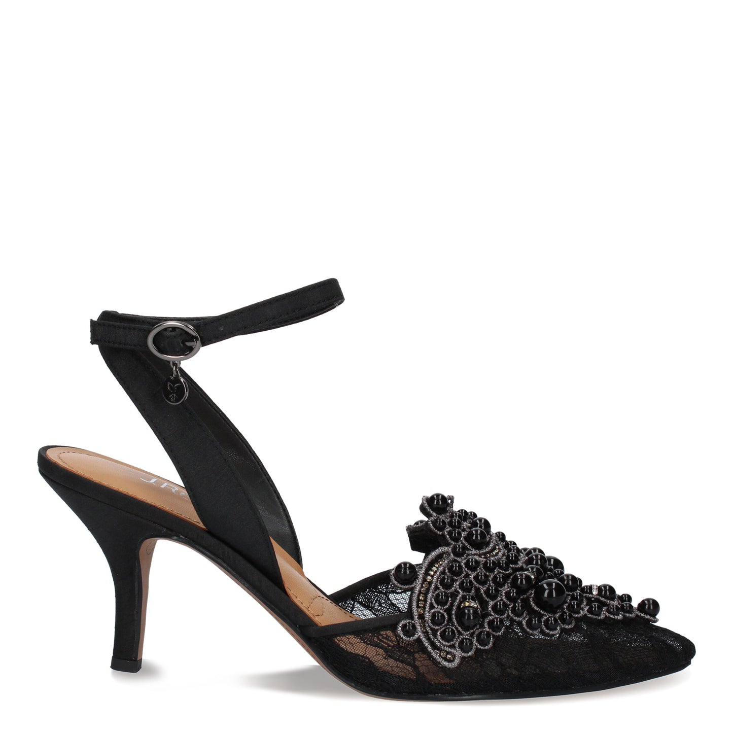Peltz Shoes  Women's J Renee Desdemona Pump Black Lace DESDEM-FABLK