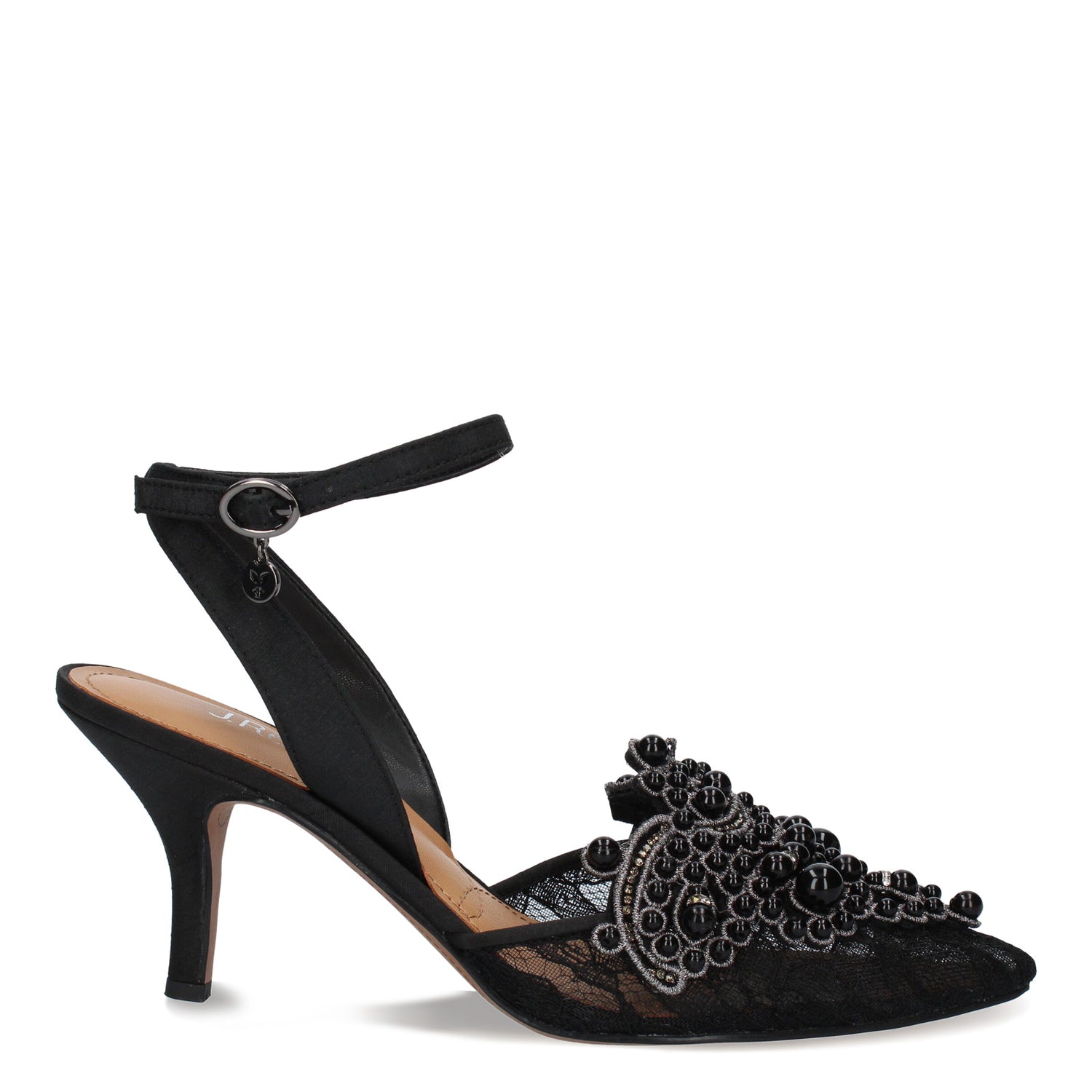 Peltz Shoes  Women's J Renee Desdemona Pump Black Lace DESDEM-FABLK