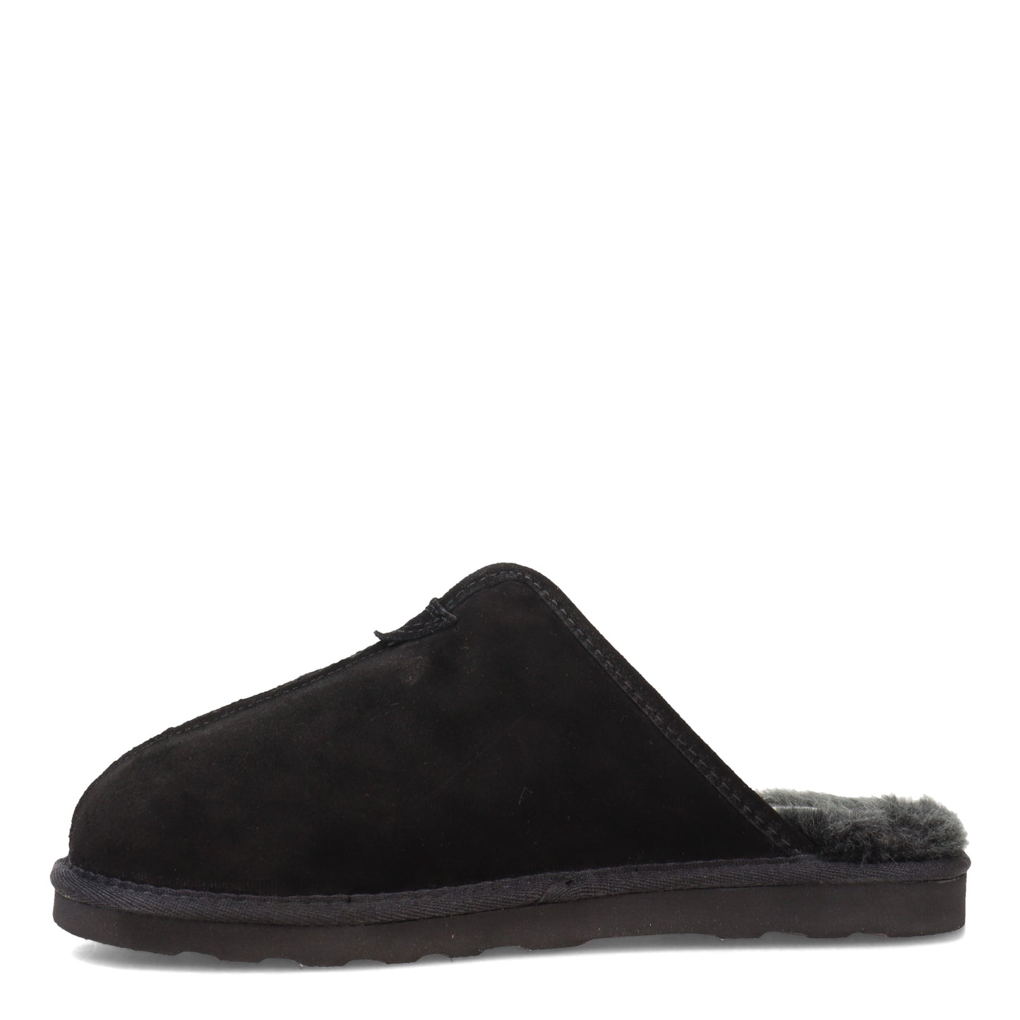 Peltz Shoes  Men's Clarks Plush Fur Scuff Slipper BLACK DMI22996-201