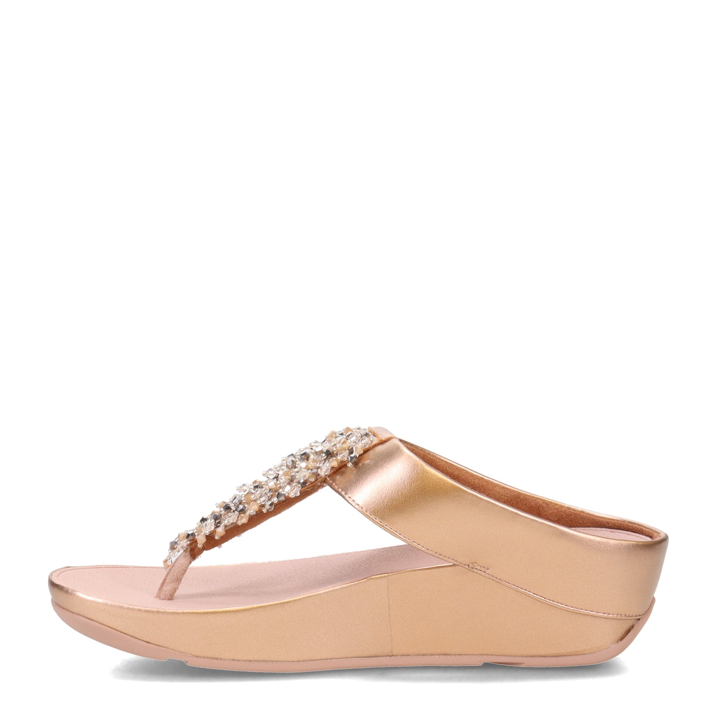 Peltz Shoes  Women's FitFlop Rumba Beaded Toe-Post Sandal Rose Gold DR7-323