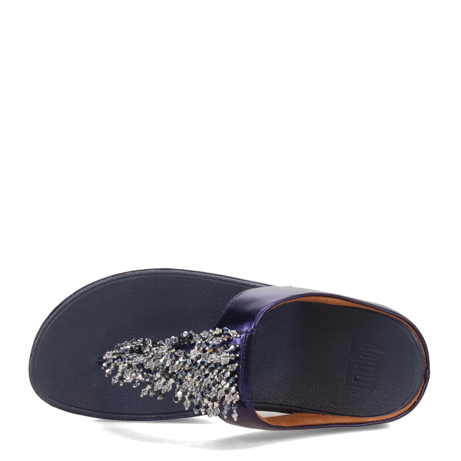 Peltz Shoes  Women's FitFlop Rumba Beaded Toe-Post Sandal Midnight Navy DR7-399