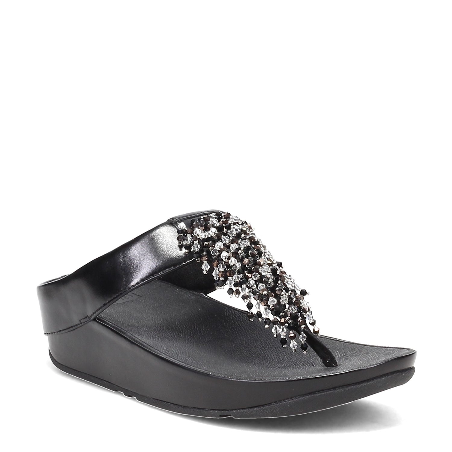 Peltz Shoes  Women's FitFlop Rumba Beaded Toe-Post Sandal BLACK DR7-090