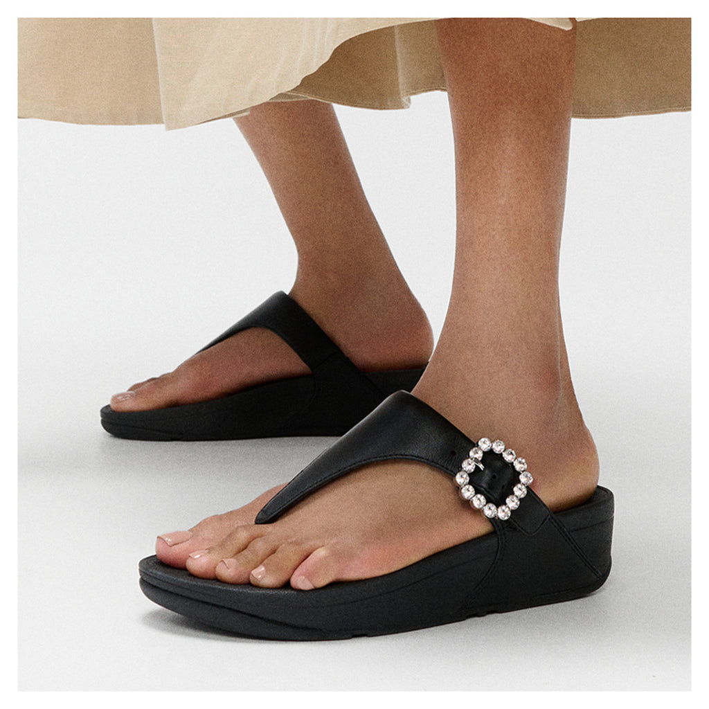 Women's FitFlop, Lulu Crystal Gem Buckle Thong Sandal