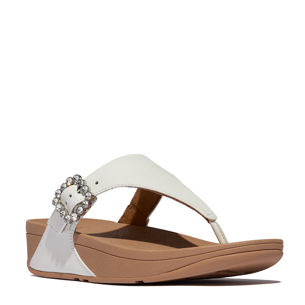 Women's FitFlop Lulu Crystal Gem Buckle Thong Sandal URBAN WHITE E1D-194