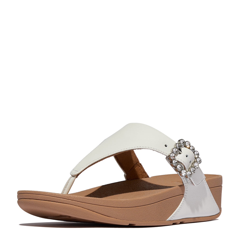 Women's FitFlop Lulu Crystal Gem Buckle Thong Sandal URBAN WHITE E1D-194