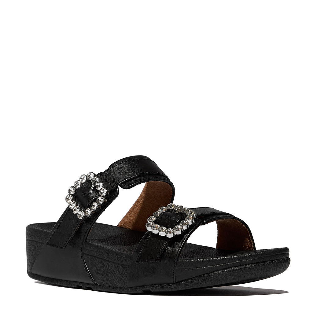 Women's FitFlop, Lulu Crystal Gem Buckle Slide Sandal