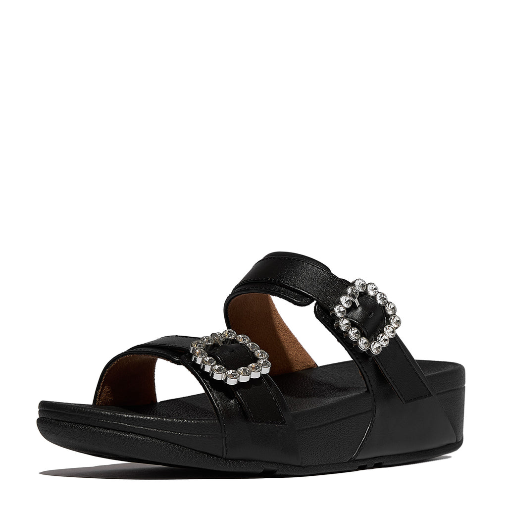 Women's FitFlop, Lulu Crystal Gem Buckle Slide Sandal