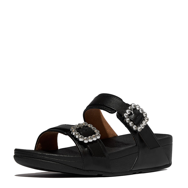 Women's FitFlop, Lulu Crystal Gem Buckle Slide Sandal