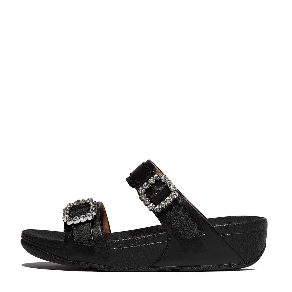 Women's FitFlop, Lulu Crystal Gem Buckle Slide Sandal
