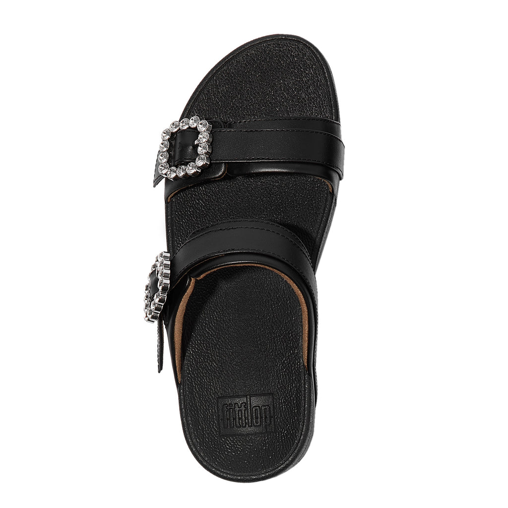Women's FitFlop, Lulu Crystal Gem Buckle Slide Sandal