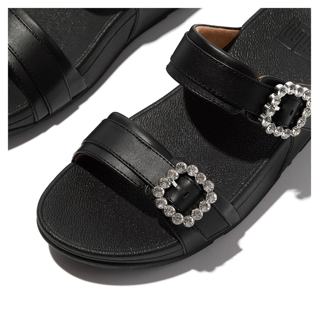 Women's FitFlop, Lulu Crystal Gem Buckle Slide Sandal