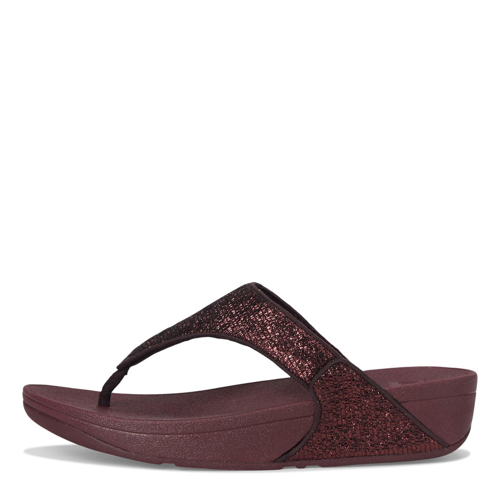 Women's FitFlop Lulu Crinkled Shimmer Thong Sandal PLUM E6J-C98