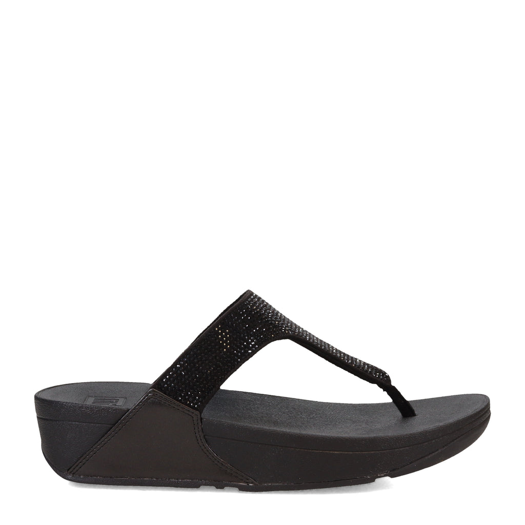 Women's FitFlop Lulu Crystal Thong Sandal SOLID BLACK EJ8-090