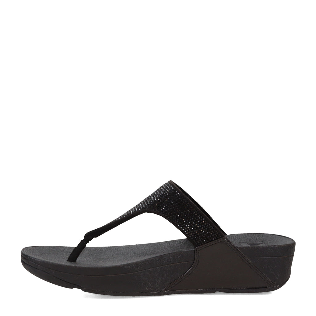 Women's FitFlop Lulu Crystal Thong Sandal SOLID BLACK EJ8-090