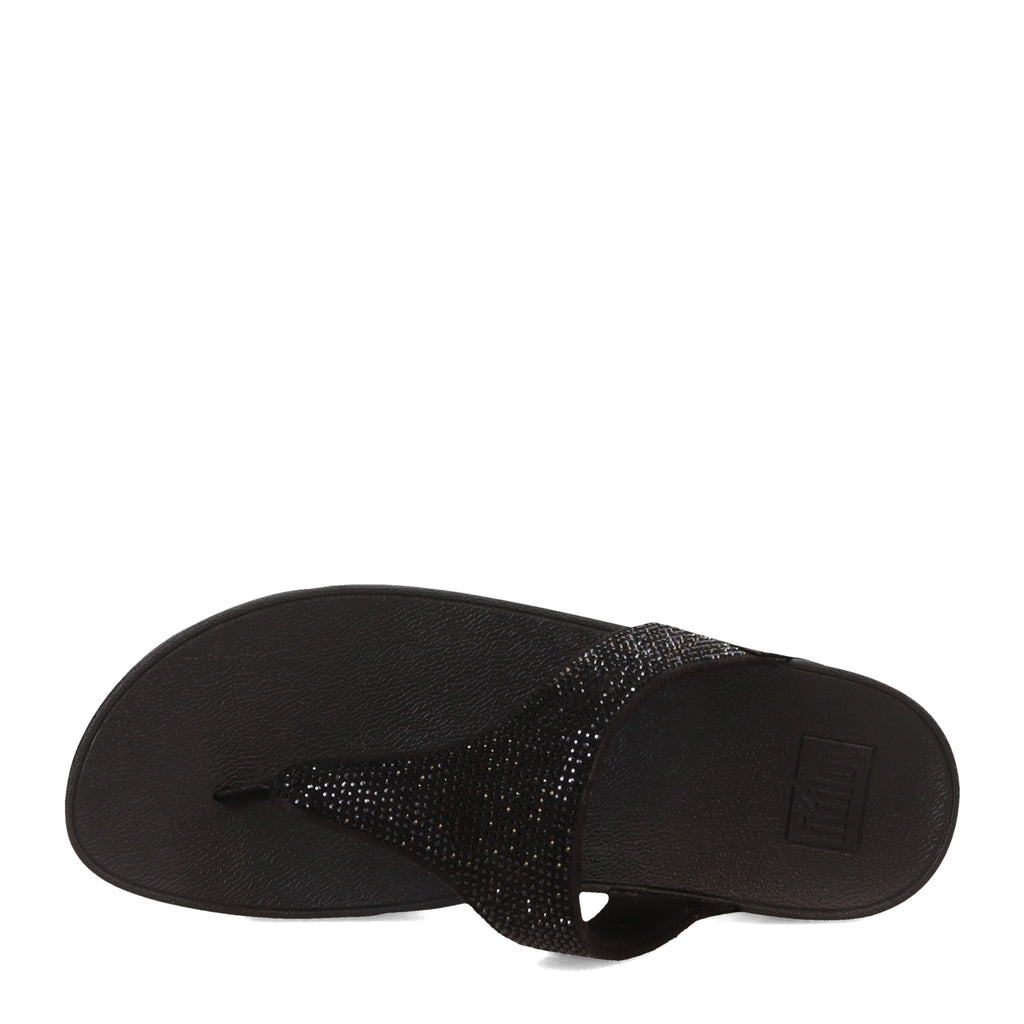 Women's FitFlop Lulu Crystal Thong Sandal SOLID BLACK EJ8-090