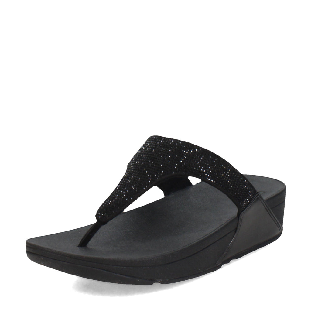 Women's FitFlop Lulu Crystal Thong Sandal SOLID BLACK EJ8-090