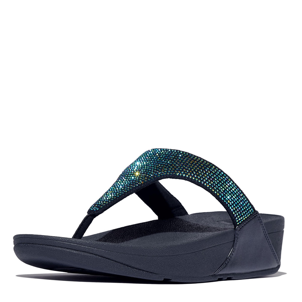 Women's FitFlop Lulu Crystal Thong Sandal IRIDESCENT NAVY EJ8-C97