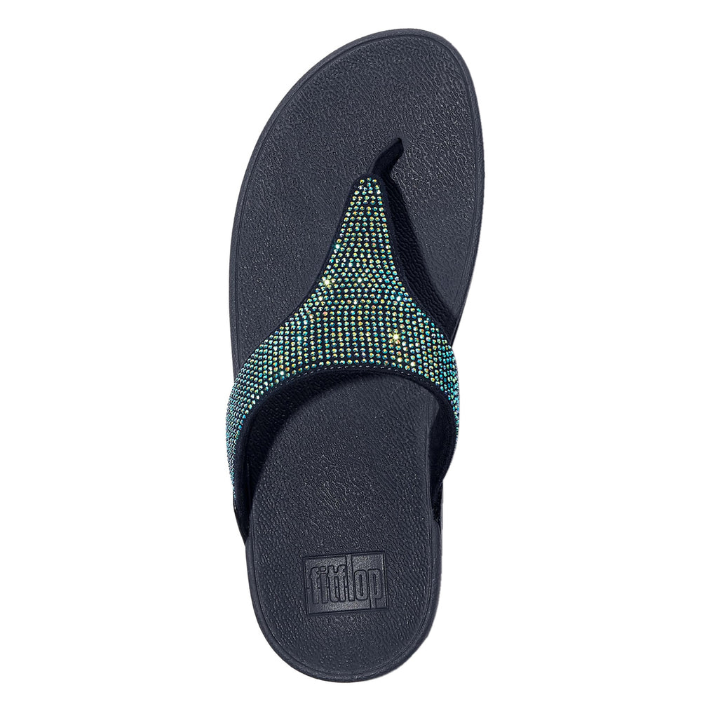 Women's FitFlop Lulu Crystal Thong Sandal IRIDESCENT NAVY EJ8-C97