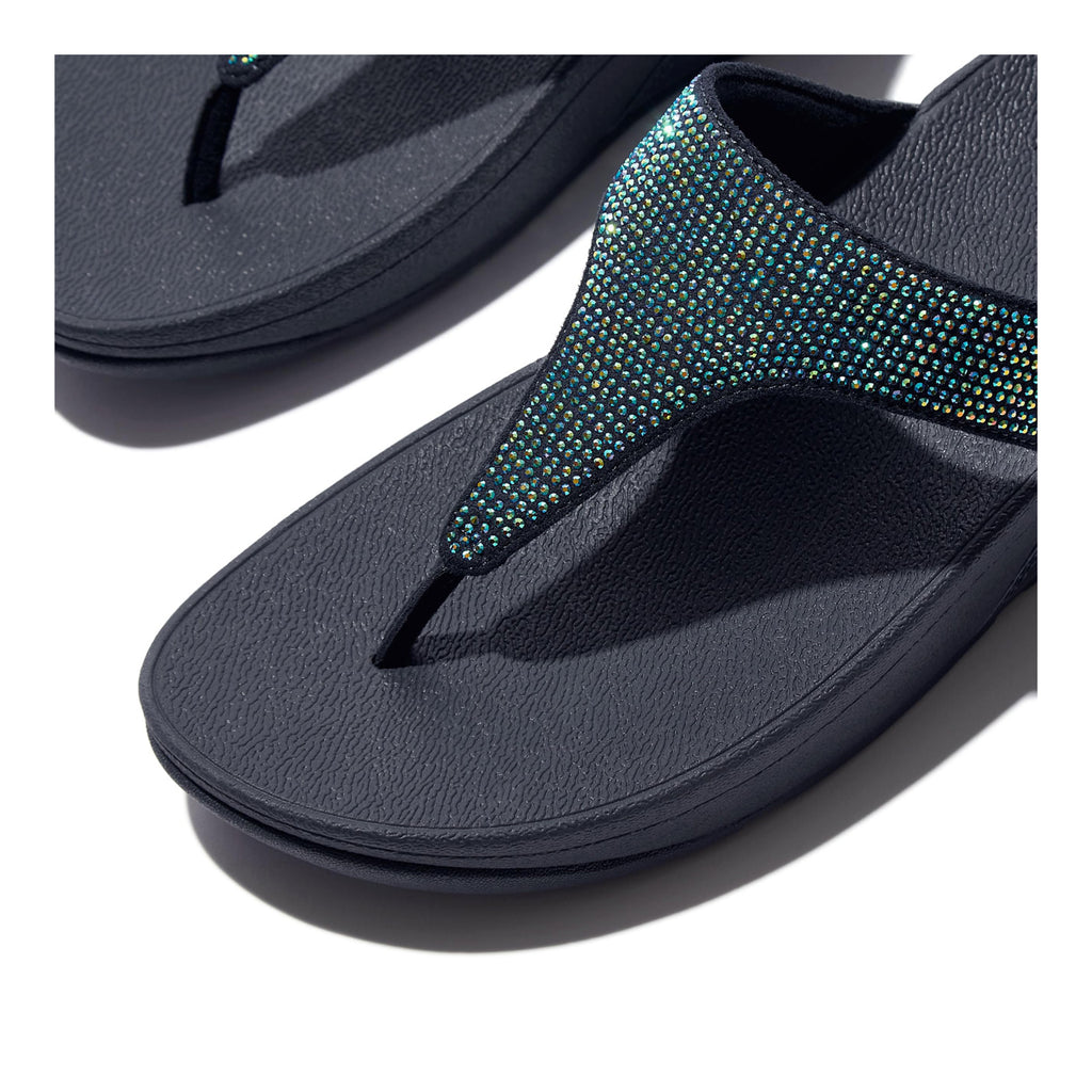 Women's FitFlop Lulu Crystal Thong Sandal IRIDESCENT NAVY EJ8-C97