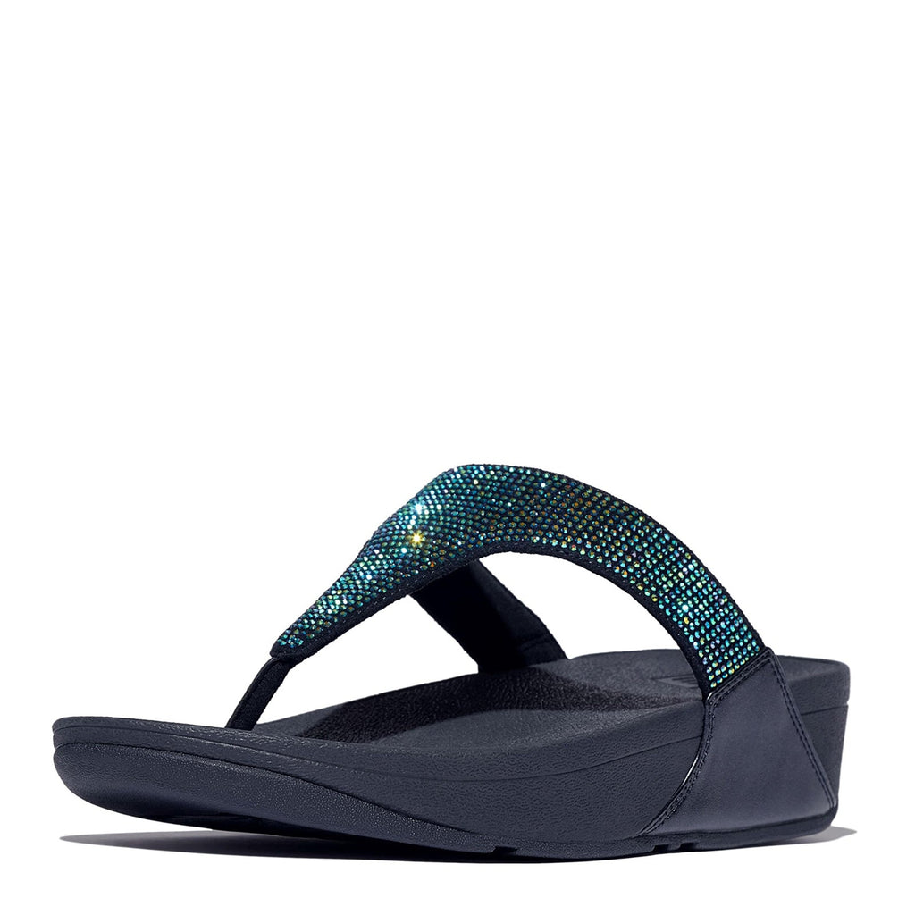 Women's FitFlop Lulu Crystal Thong Sandal IRIDESCENT NAVY EJ8-C97