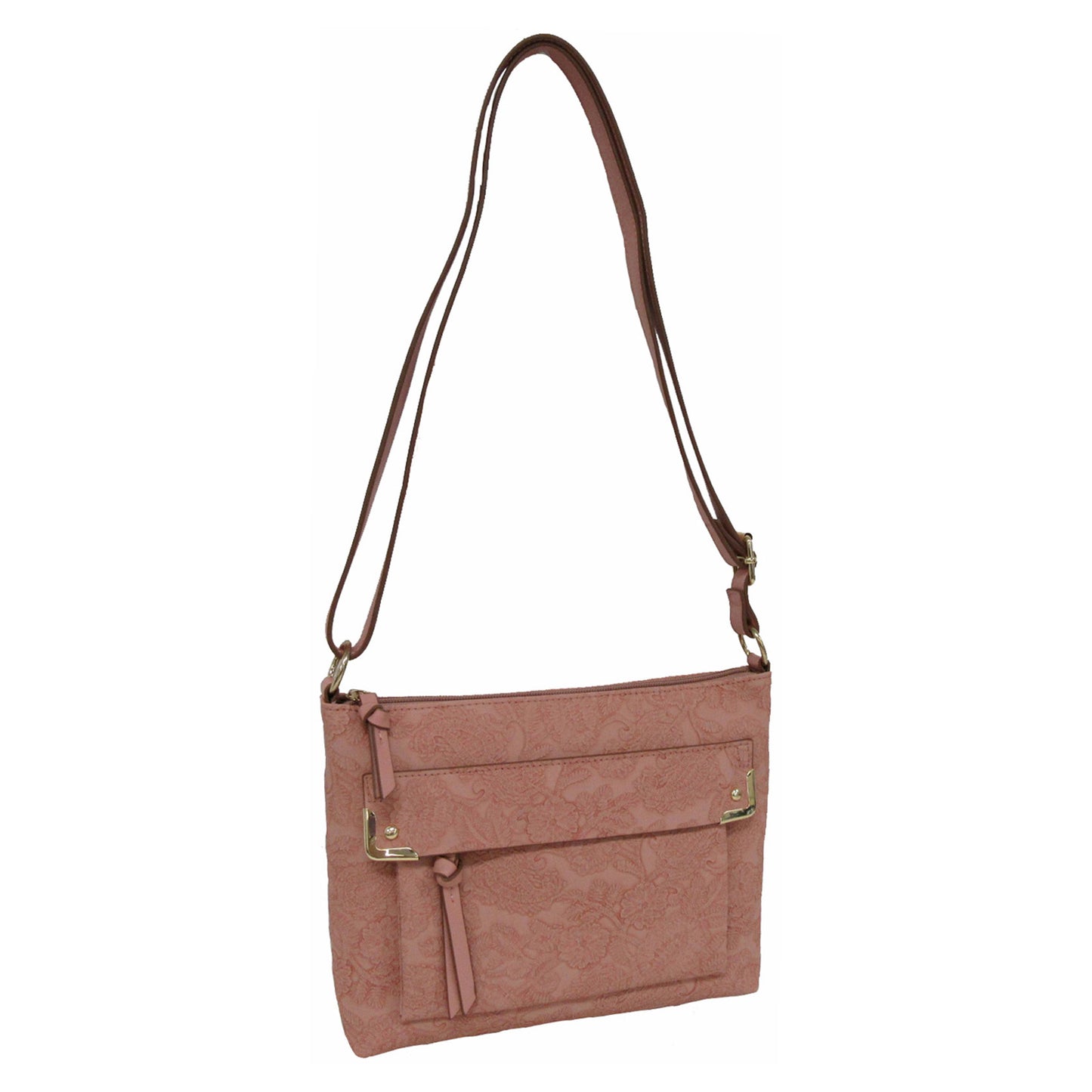 Peltz Shoes  Women's Bueno of California Bueno Embossed Paisley Crossbody Rosewood EPF29036-630