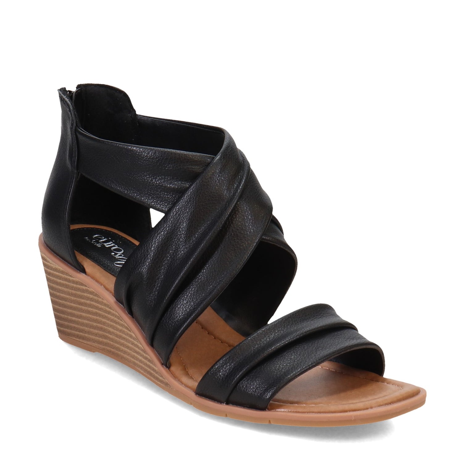 Peltz Shoes  Women's Eurosoft by Sofft Ginnifer Sandal BLACK ES0035501