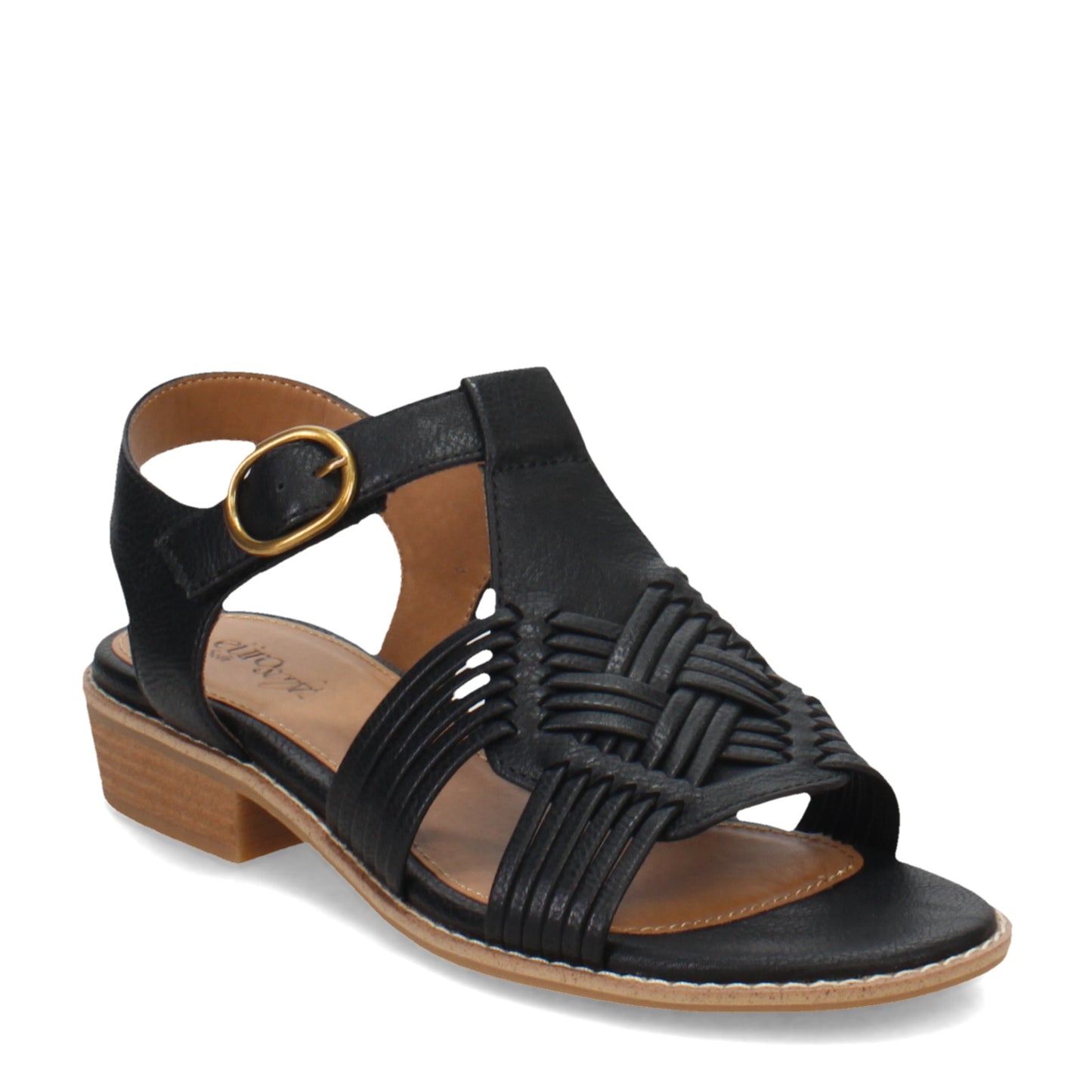 Peltz Shoes  Women's Eurosoft by Sofft Naidley Sandal Black ES0041301