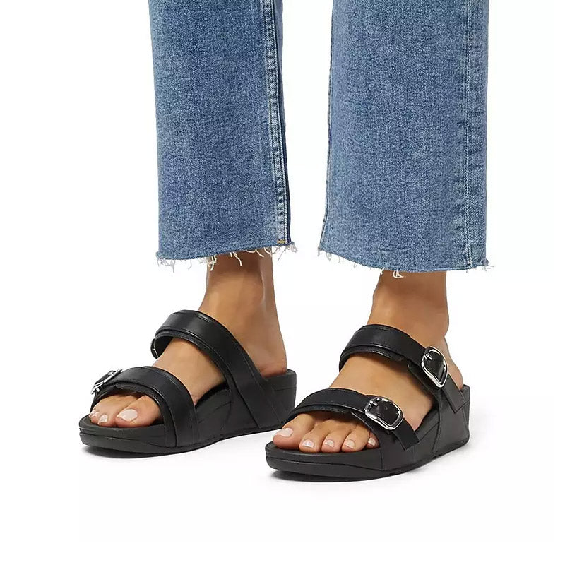 Women's FitFlop Lulu Adjustable Buckle Slide Sandal BLACK ES7-090