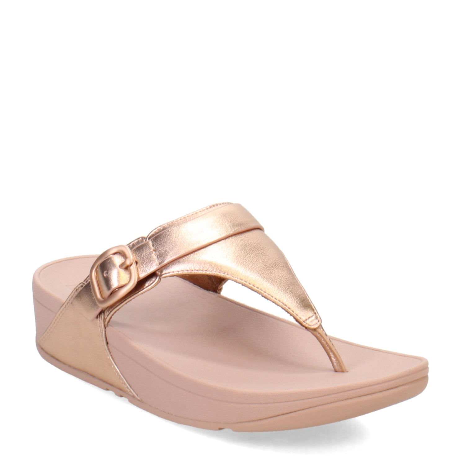 Peltz Shoes  Women's FitFlop Lulu Adjustable Thong Sandal Rose Gold ES8-323