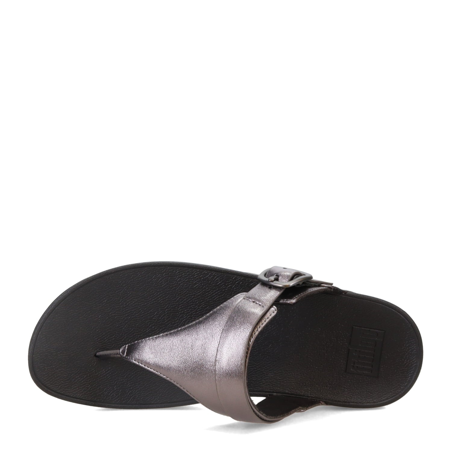Peltz Shoes  Women's FitFlop Lulu Adjustable Thong Sandal Pewter ES8-A68