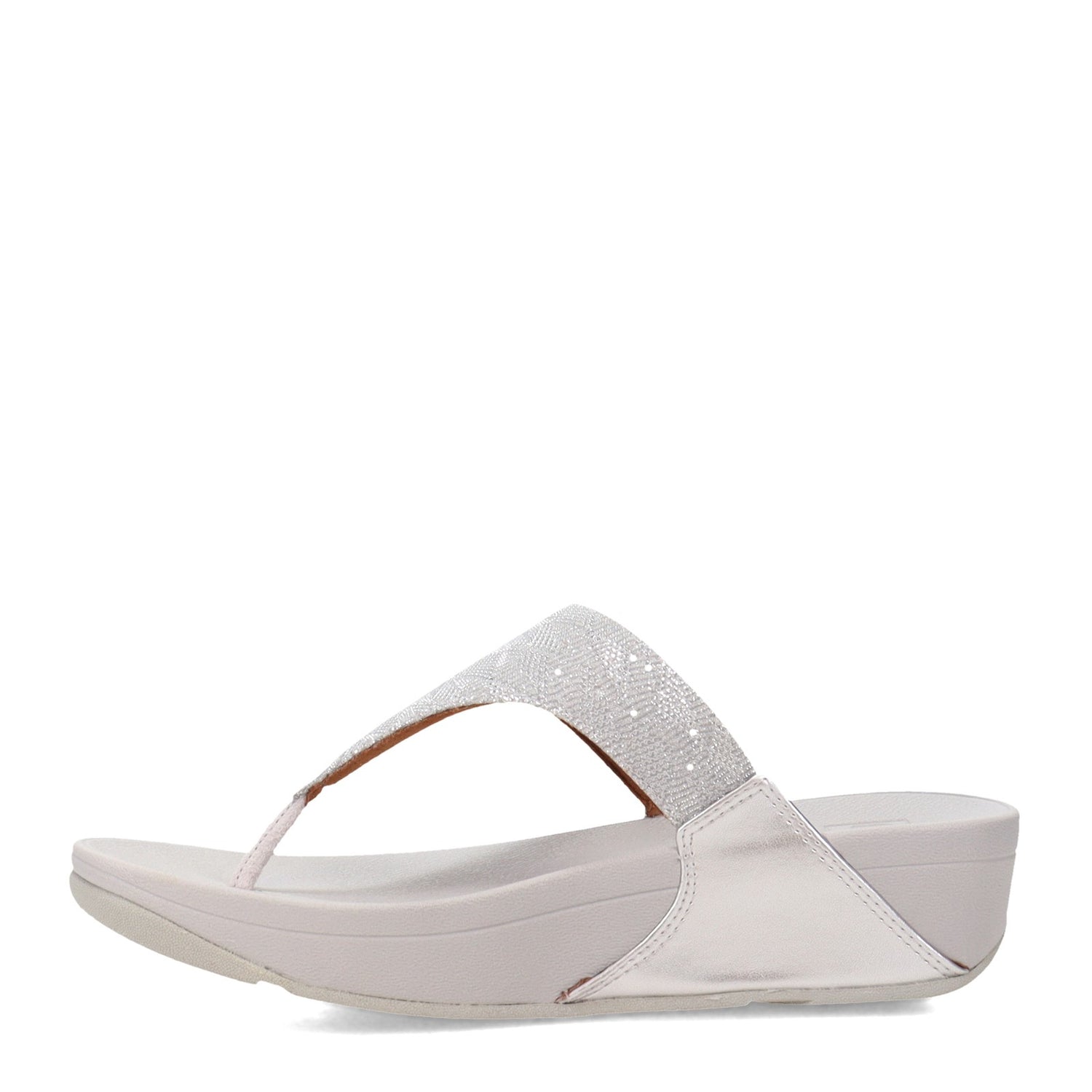 Peltz Shoes  Women's FitFlop Lulu Thong Sandal Silver Glint ET9-011