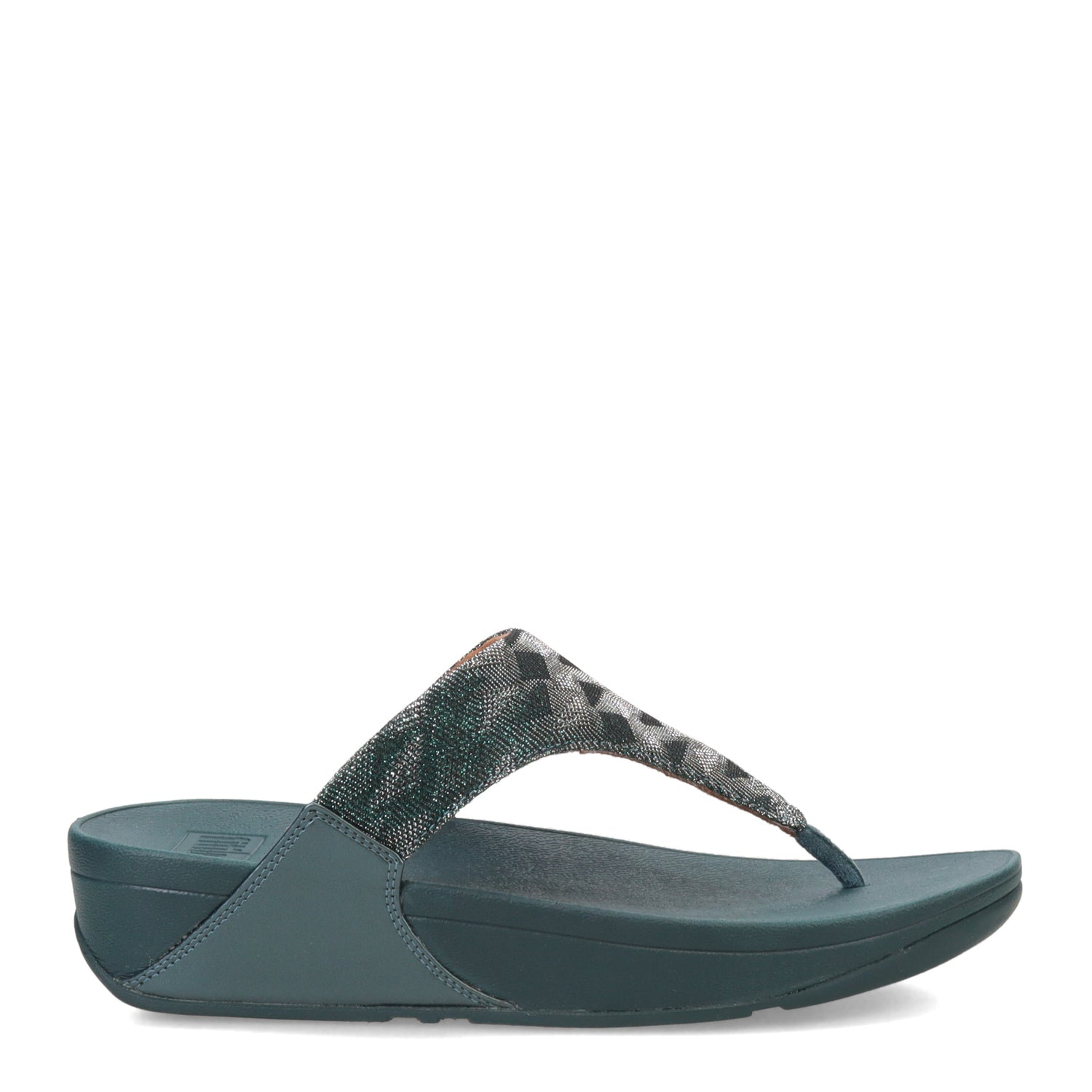 Peltz Shoes  Women's FitFlop Lulu Glitz Thong Sandal Steel Blue ET9-A82