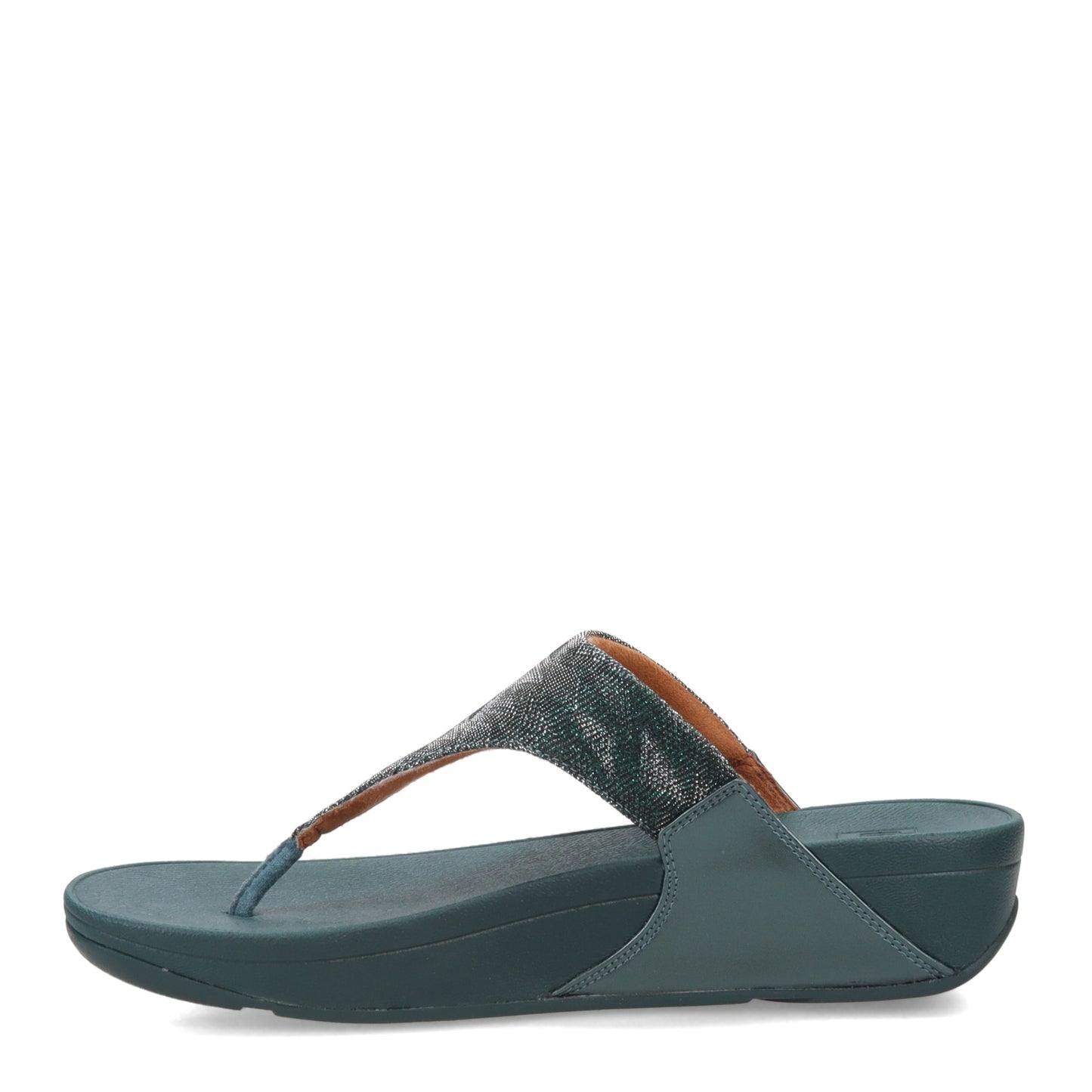 Peltz Shoes  Women's FitFlop Lulu Glitz Thong Sandal Steel Blue ET9-A82