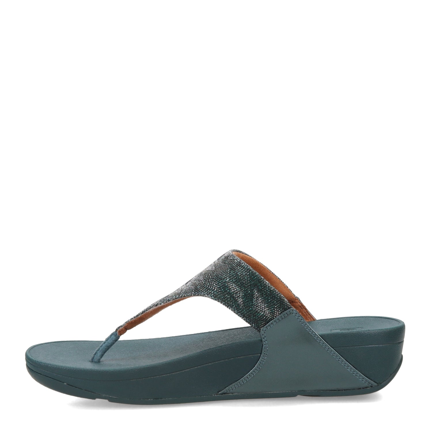 Peltz Shoes  Women's FitFlop Lulu Glitz Thong Sandal Steel Blue ET9-A82
