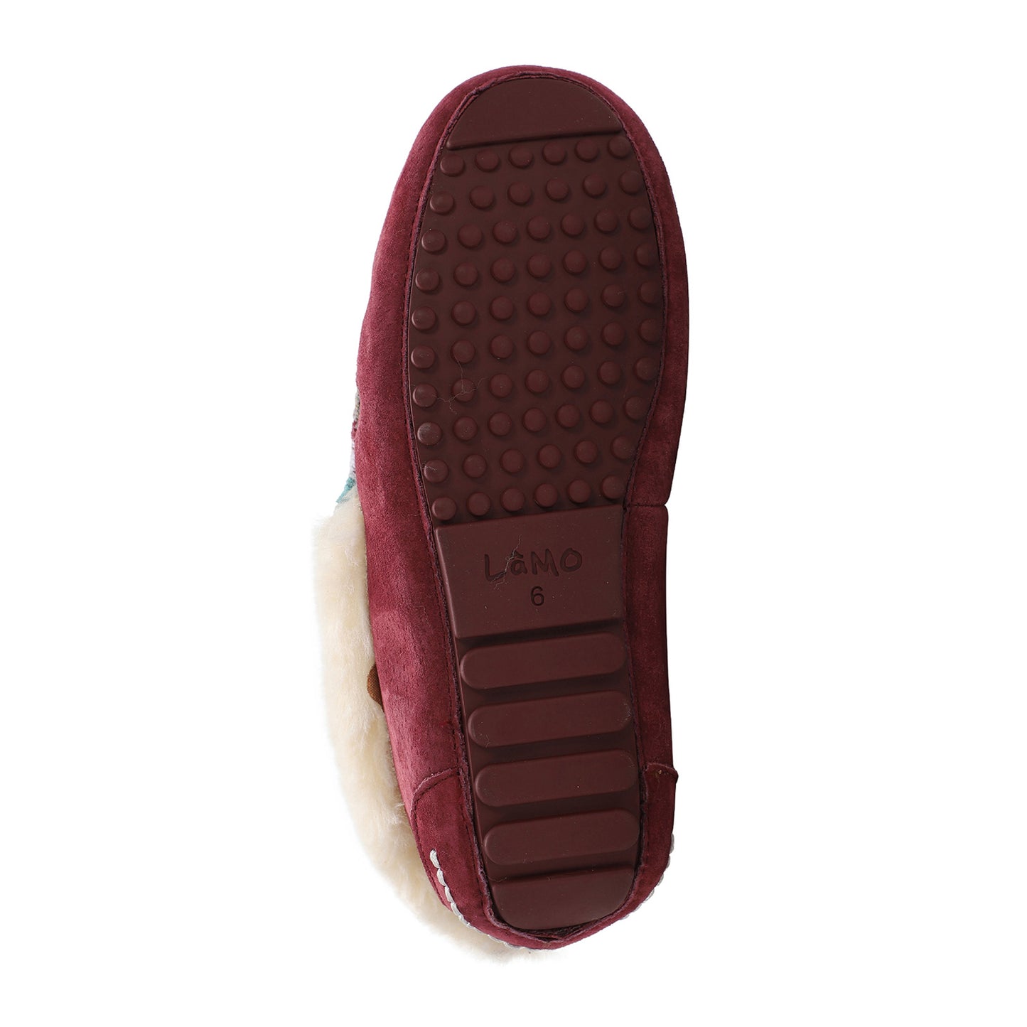 Peltz Shoes  Women's Lamo Aussie Moc Slipper Burgundy/Multi EW1535-BUMU